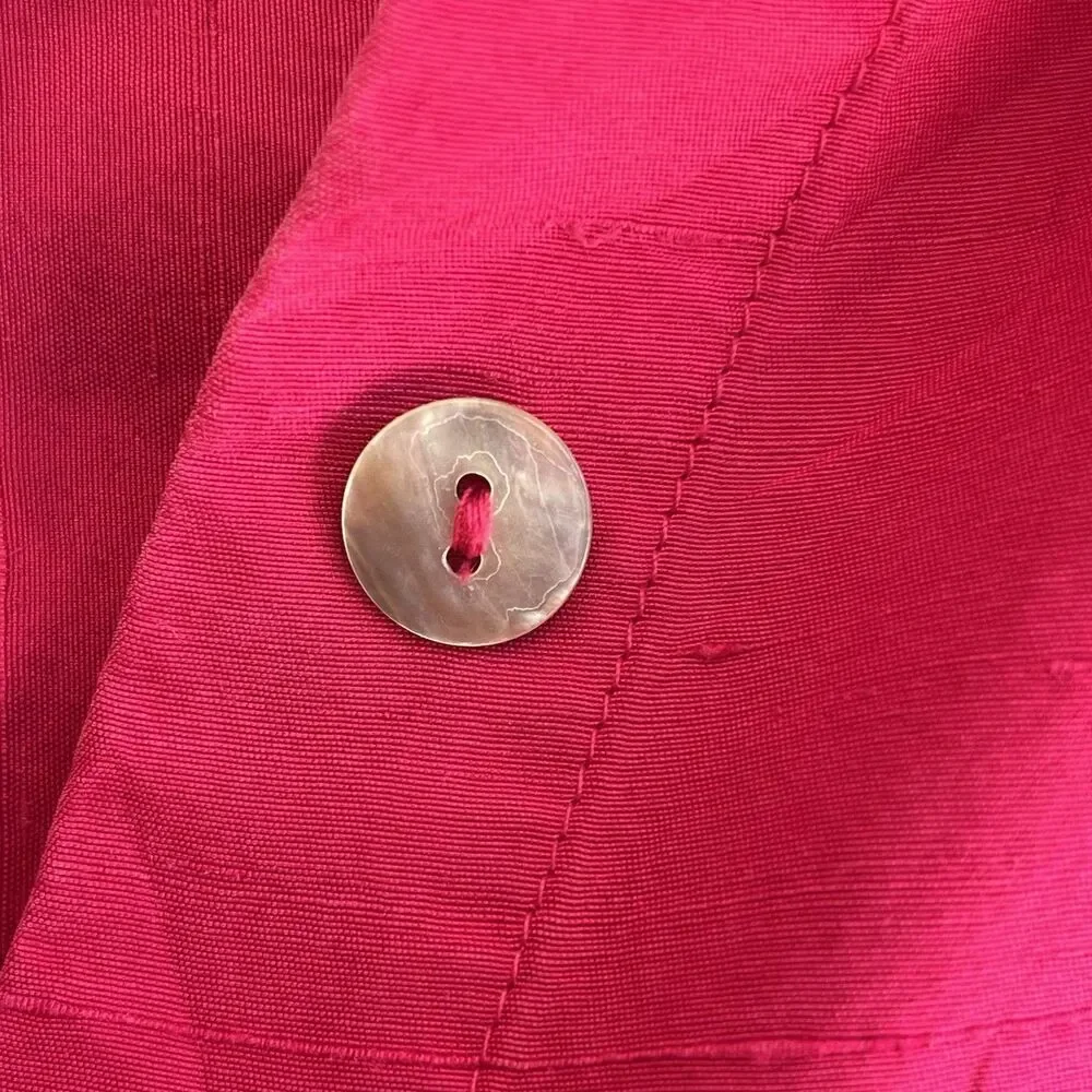 Worthington Womens Hot Pink Button Down Silk Top Size 1X Office Career Colorful